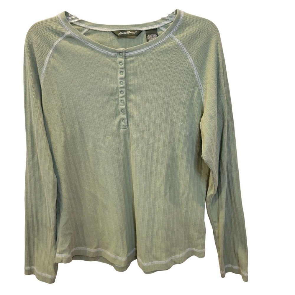 Eddie Bauer Sz XL Women's LS 1/4 Snap Pullover Thermal Under Shirt Blouse
